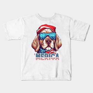 Patriotic Dogs, 4th of July Design Kids T-Shirt